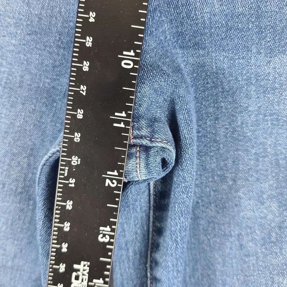Nicole Miller Jeans Womens 12 Blue SOHO High Rise Slim Straight Medium Wash Fray